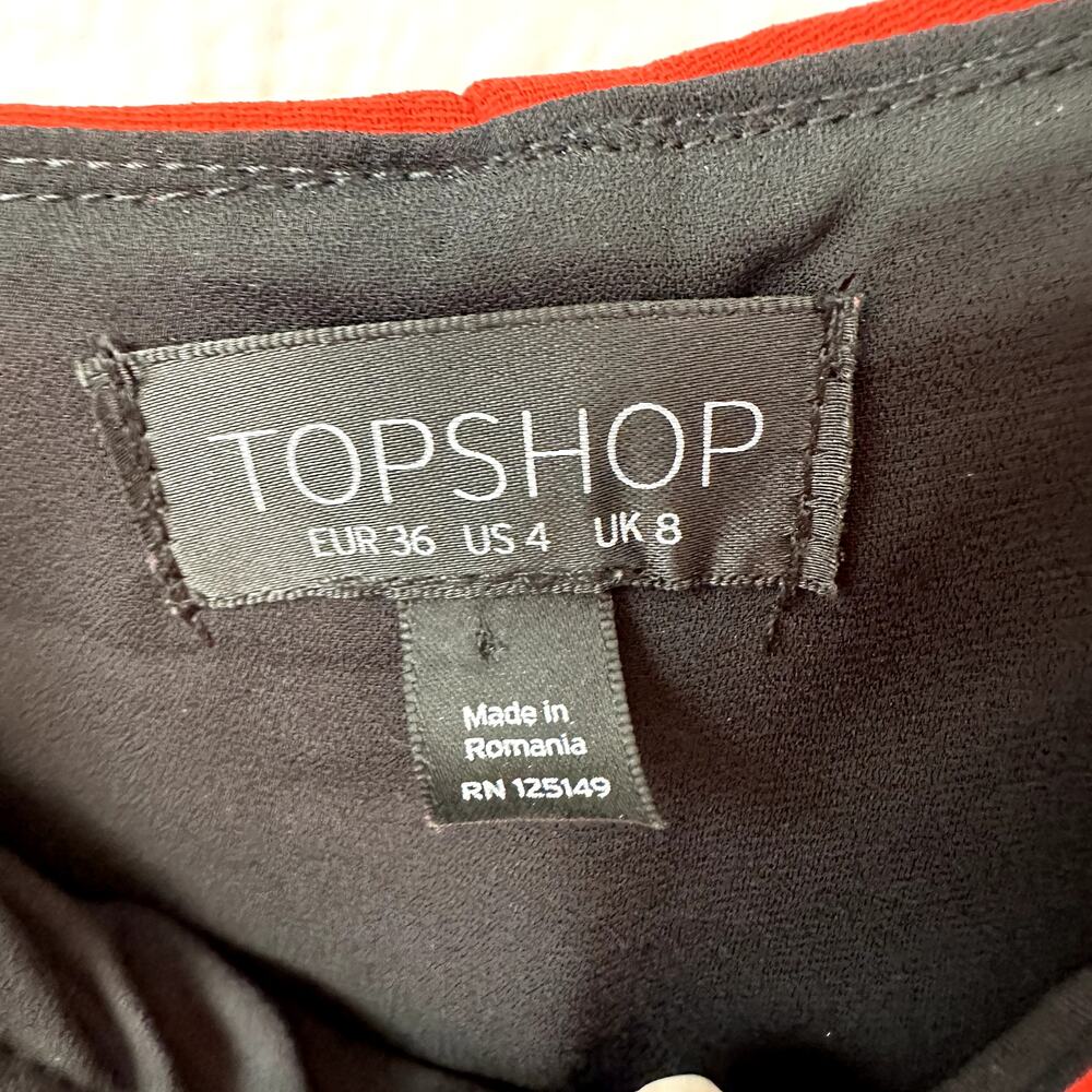 Topshop Ruffle Trim Shift Mini Dress - Size 4 - Picture 8 of 10